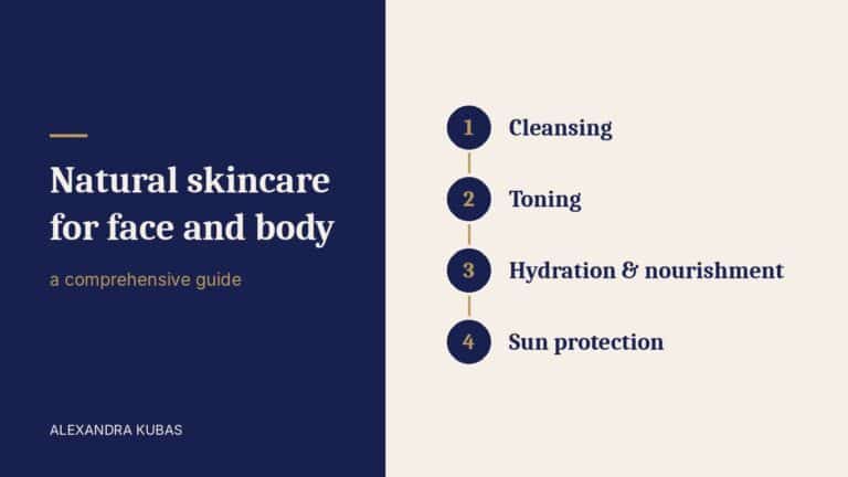 Natural facial skincare: cleansing, toning, hydration, sun protection
