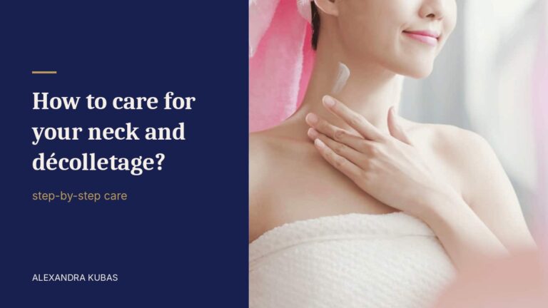 Neck and décolletage care - woman applying cream to her neck