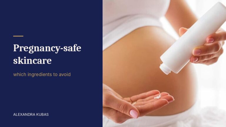Pregnancy-safe skincare - applying lotion to a pregnant belly