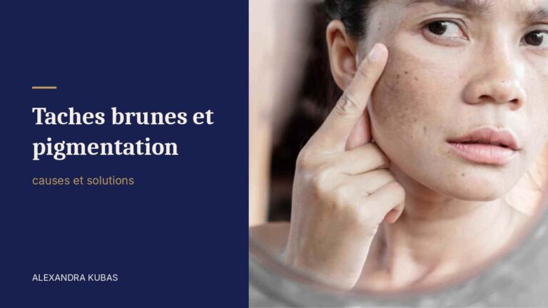 Taches brunes - femme touchant des taches pigmentaires sur la joue